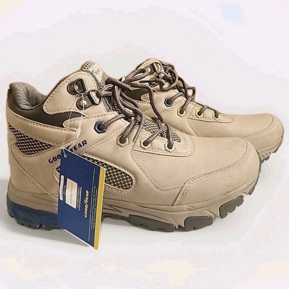 Tan and Blue Rugged Outdoor Boots
